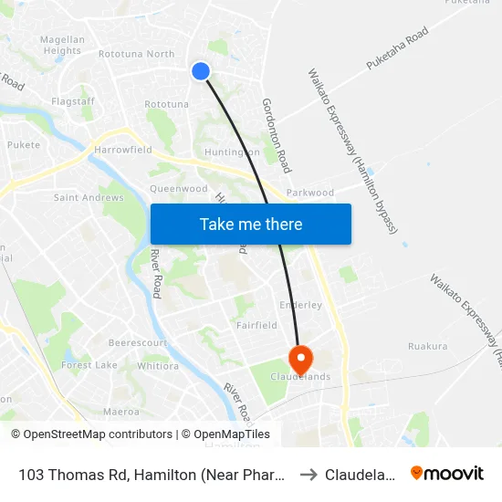 103 Thomas Rd, Hamilton (Near Pharmacy) to Claudelands map