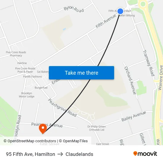 95 Fifth Ave, Hamilton to Claudelands map