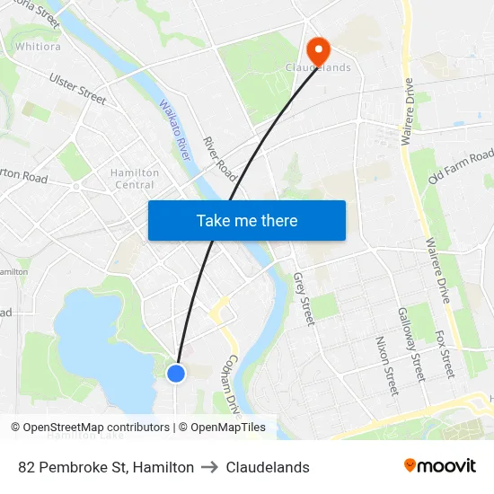 82 Pembroke St, Hamilton to Claudelands map