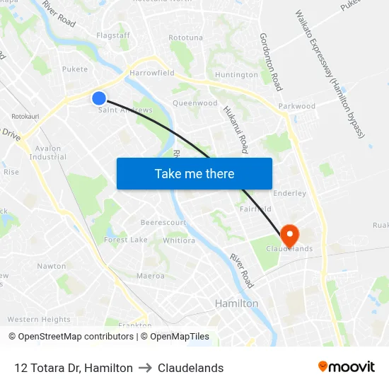 12 Totara Dr, Hamilton to Claudelands map