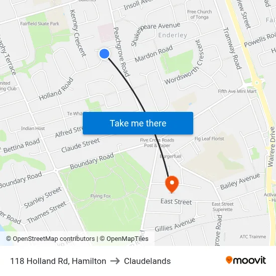 118 Holland Rd, Hamilton to Claudelands map