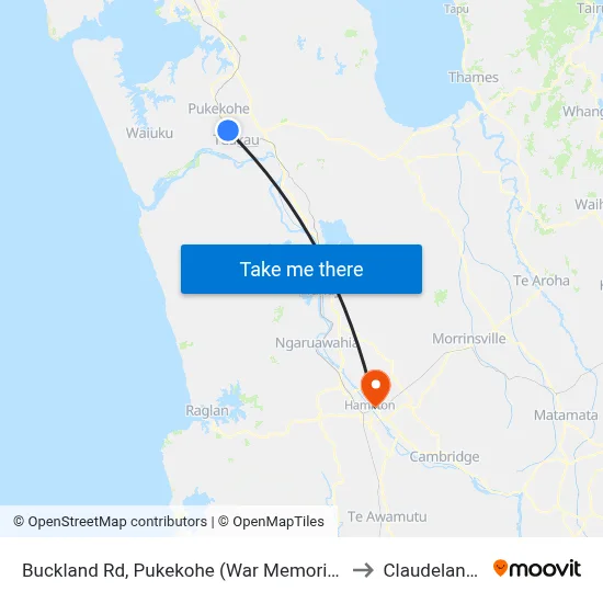 Buckland Rd, Pukekohe (War Memorial) to Claudelands map