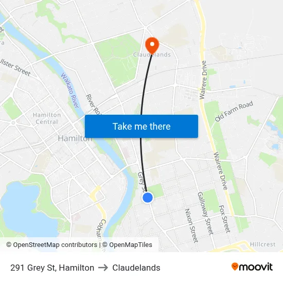 291 Grey St, Hamilton to Claudelands map
