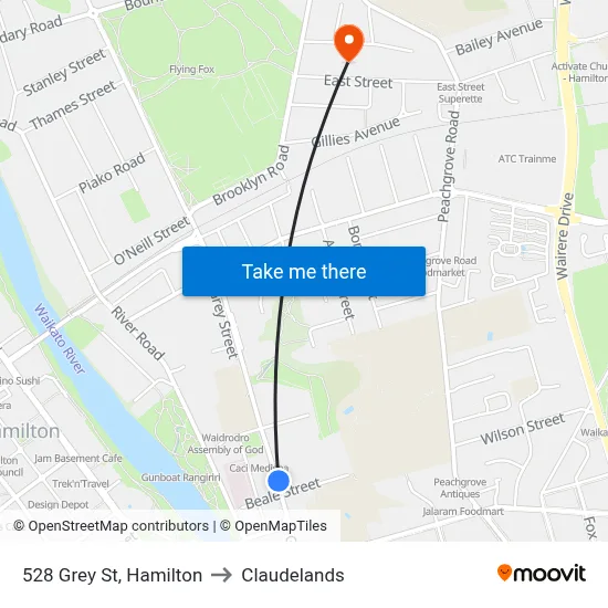 528 Grey St, Hamilton to Claudelands map