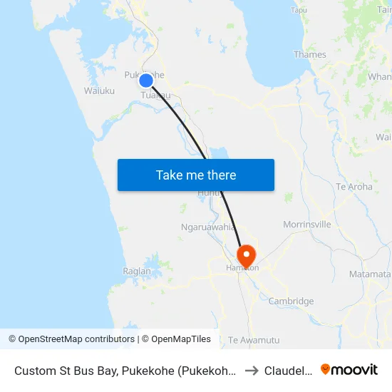 Custom St Bus Bay, Pukekohe (Pukekohe Train Station) to Claudelands map