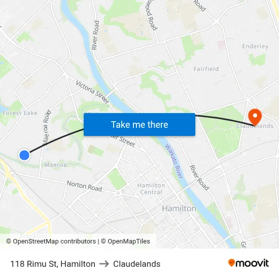 118 Rimu St, Hamilton to Claudelands map