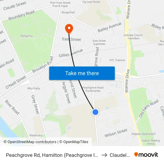 Peachgrove Rd, Hamilton (Peachgrove Intermediate) to Claudelands map