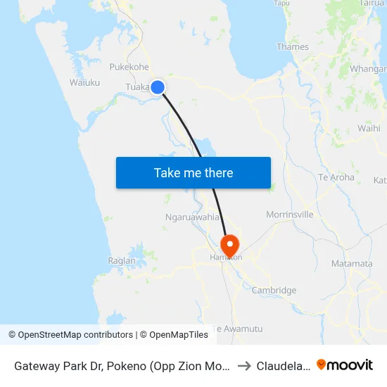 Gateway Park Dr, Pokeno (Opp Zion Motorhomes) to Claudelands map