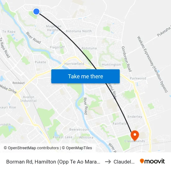Borman Rd, Hamilton (Opp Te Ao Marama School) to Claudelands map