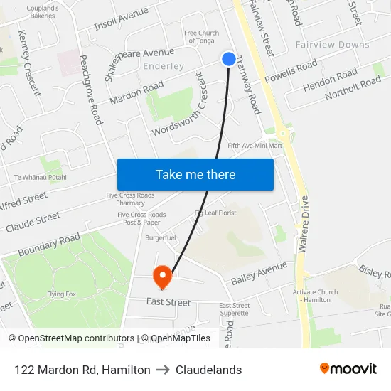 122 Mardon Rd, Hamilton to Claudelands map