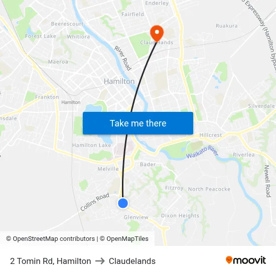 2 Tomin Rd, Hamilton to Claudelands map