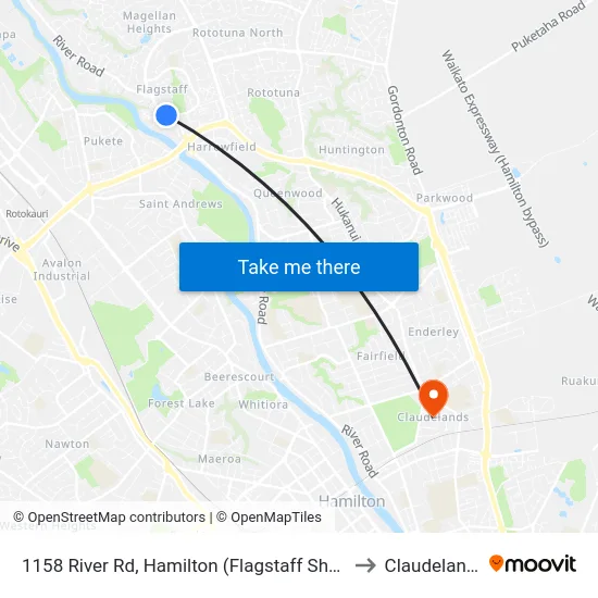 1158 River Rd, Hamilton (Flagstaff Shops) to Claudelands map