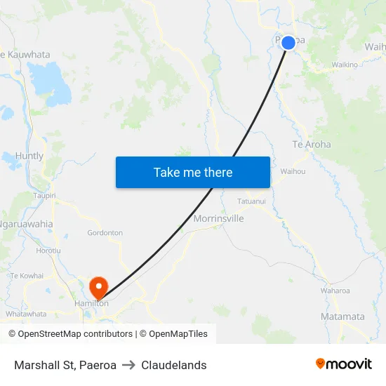 Marshall St, Paeroa to Claudelands map