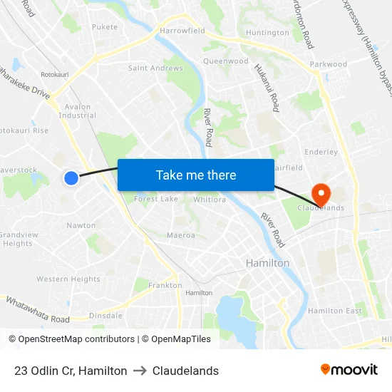 23 Odlin Cr, Hamilton to Claudelands map