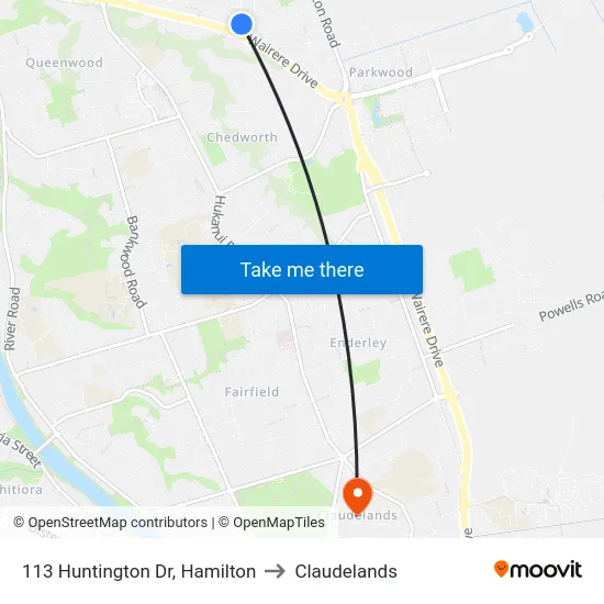 113 Huntington Dr, Hamilton to Claudelands map