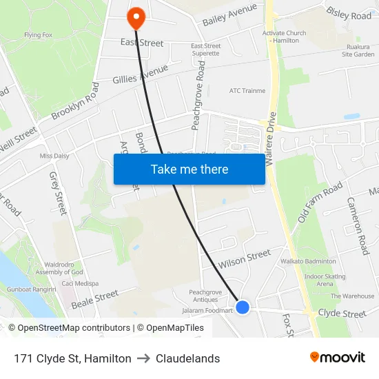 171 Clyde St, Hamilton to Claudelands map