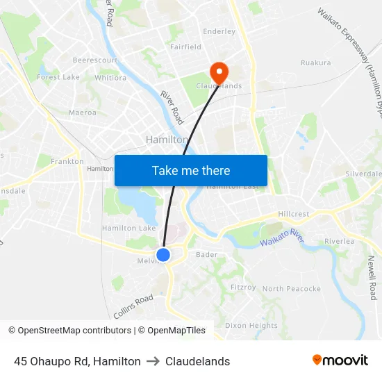 45 Ohaupo Rd, Hamilton to Claudelands map