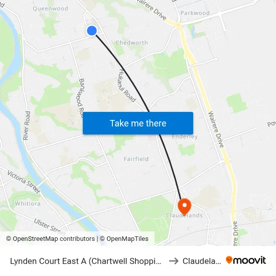 Lynden Court East A (Chartwell Shopping Centre) to Claudelands map