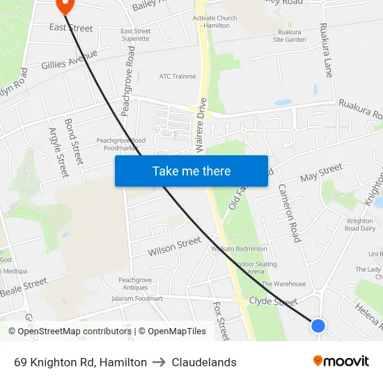 69 Knighton Rd, Hamilton to Claudelands map