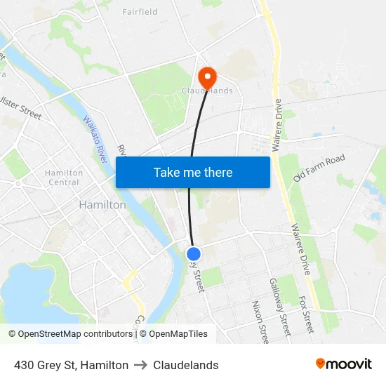 430 Grey St, Hamilton to Claudelands map