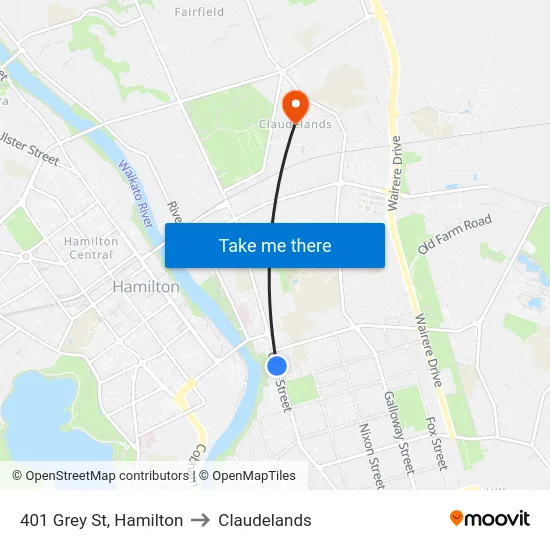 401 Grey St, Hamilton to Claudelands map