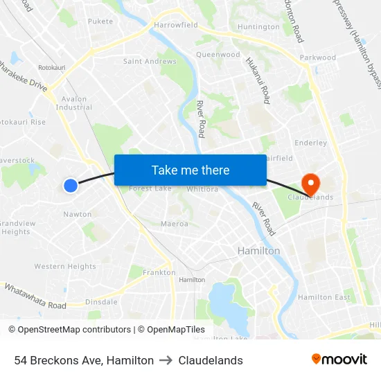 54 Breckons Ave, Hamilton to Claudelands map