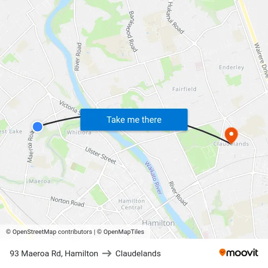93 Maeroa Rd, Hamilton to Claudelands map