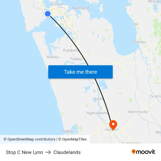 Stop C New Lynn to Claudelands map