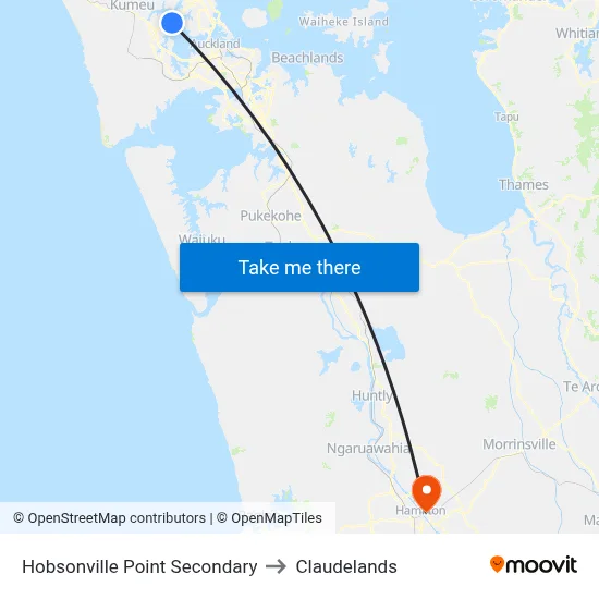 Hobsonville Point Secondary to Claudelands map
