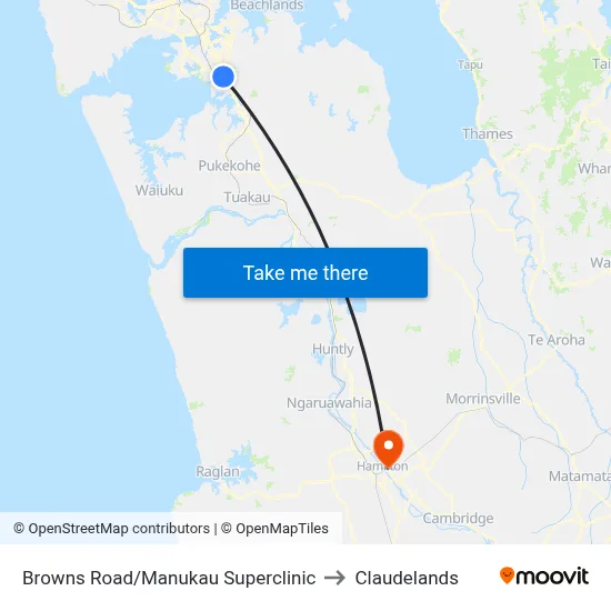 Browns Road/Manukau Superclinic to Claudelands map