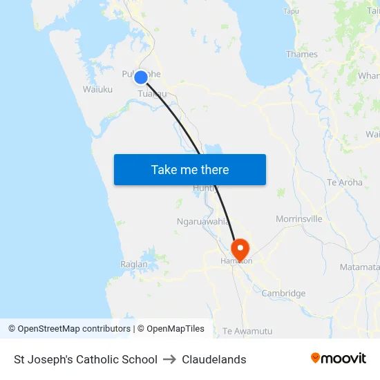 St Joseph's Catholic School to Claudelands map