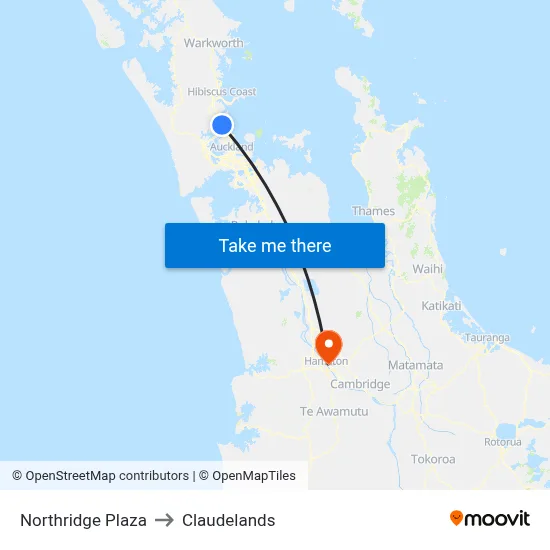 Northridge Plaza to Claudelands map