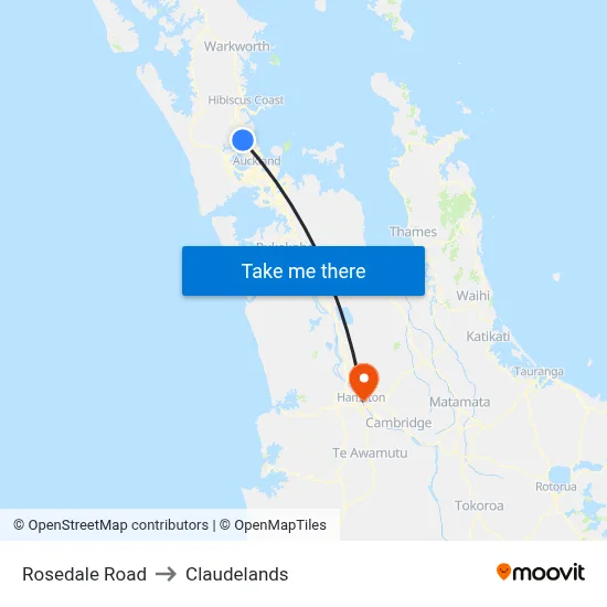 Rosedale Road to Claudelands map