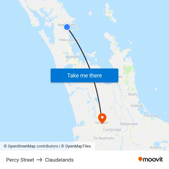 Percy Street to Claudelands map