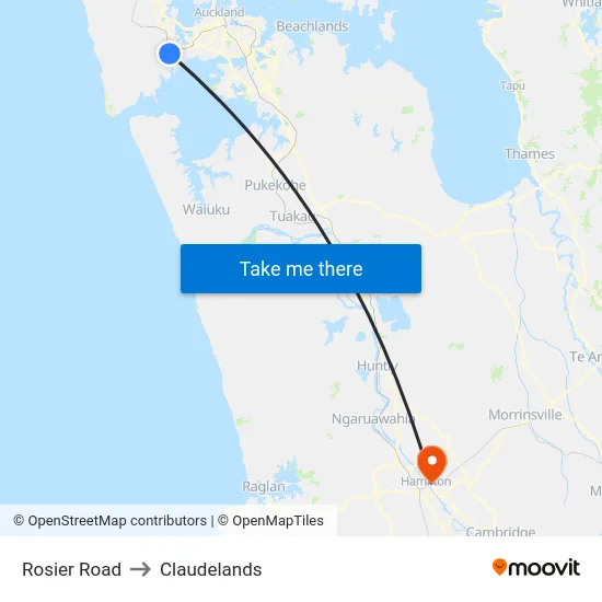 Rosier Road to Claudelands map