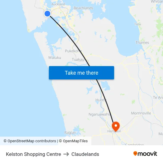 Kelston Shopping Centre to Claudelands map