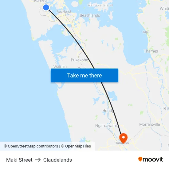 Maki Street to Claudelands map