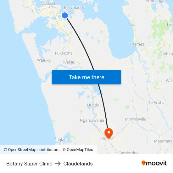 Botany Super Clinic to Claudelands map