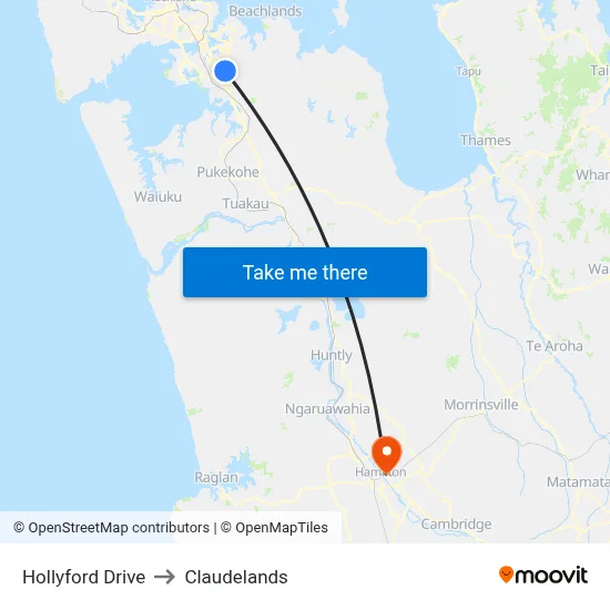 Hollyford Drive to Claudelands map