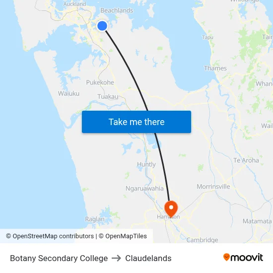 Botany Secondary College to Claudelands map