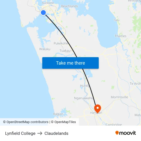 Lynfield College to Claudelands map