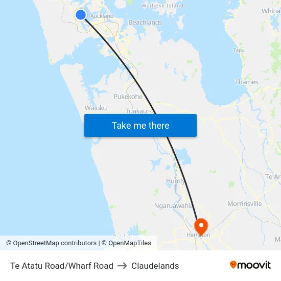 Te Atatu Road/Wharf Road to Claudelands map
