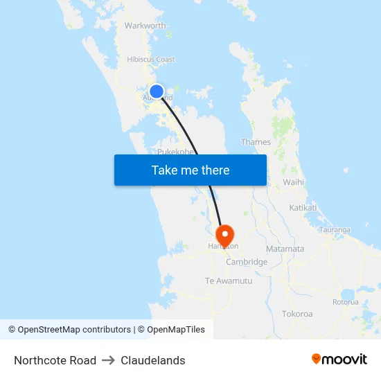 Northcote Road to Claudelands map