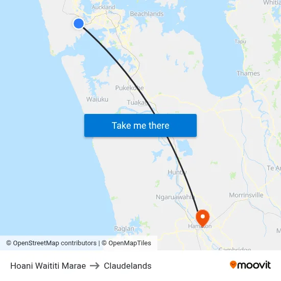 Hoani Waititi Marae to Claudelands map