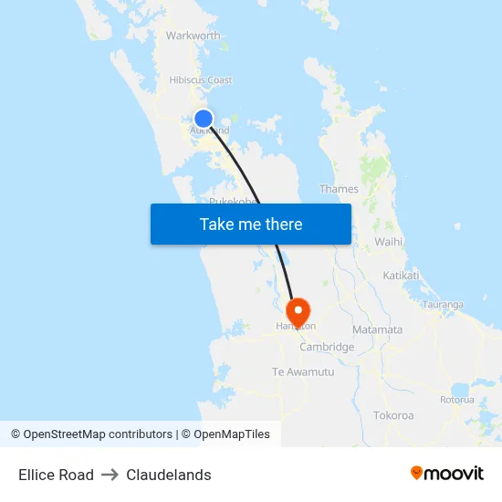 Ellice Road to Claudelands map