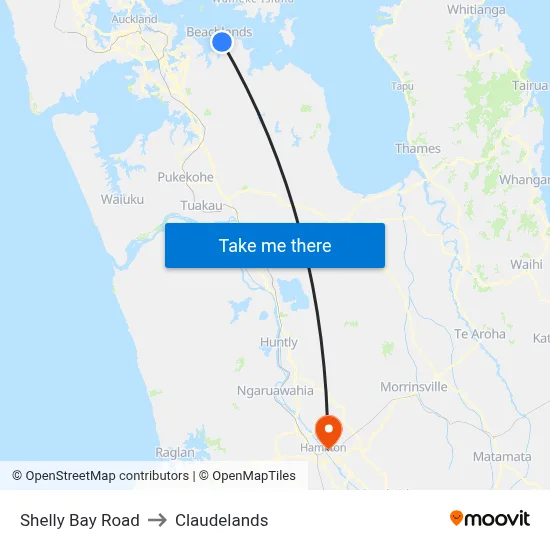 Shelly Bay Road to Claudelands map