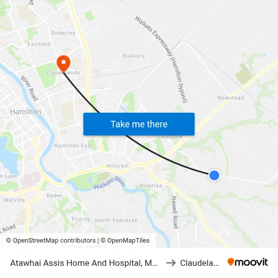 Atawhai Assis Home And Hospital, Matangi to Claudelands map