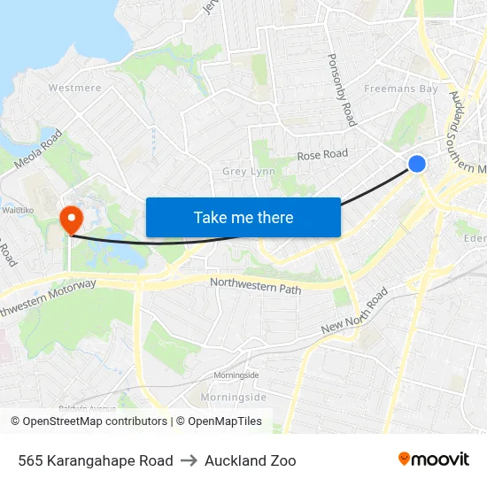 565 Karangahape Road to Auckland Zoo map