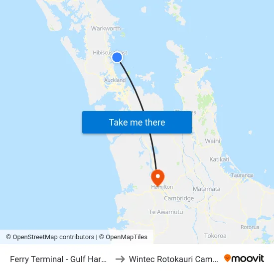 Ferry Terminal - Gulf Harbour to Wintec Rotokauri Campus map