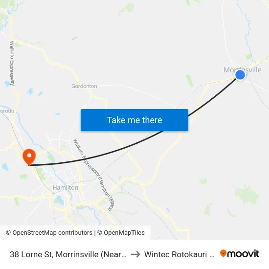 38 Lorne St, Morrinsville (Near Thames St) to Wintec Rotokauri Campus map